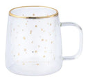 Taza Doble Vidrio Estrellas Doradas